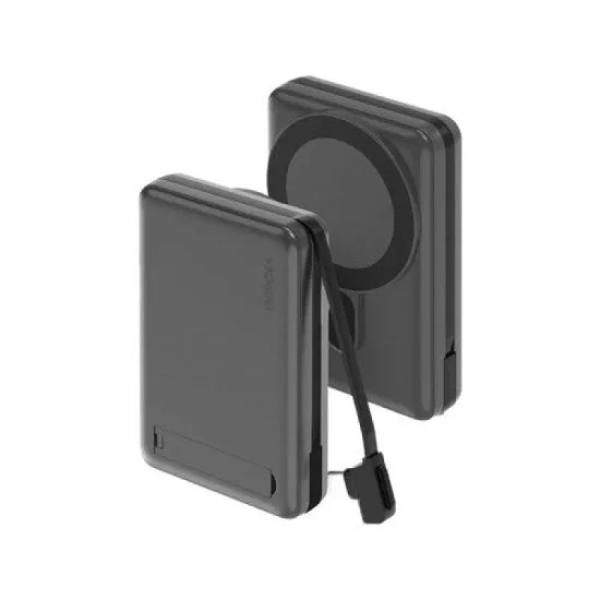 Energea Magpac Pro Plus, 10000Mah Magsafe Compatible Qi2 Power Bank With Built-In Cable And Stand - Gun